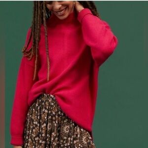 Anthropologie Maeve Crystal Tunic Hot Pink Sweater Womens Size Small